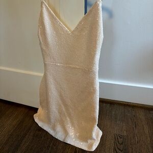 Lulu's Light Gold Sequin Mini Dress, Size M
